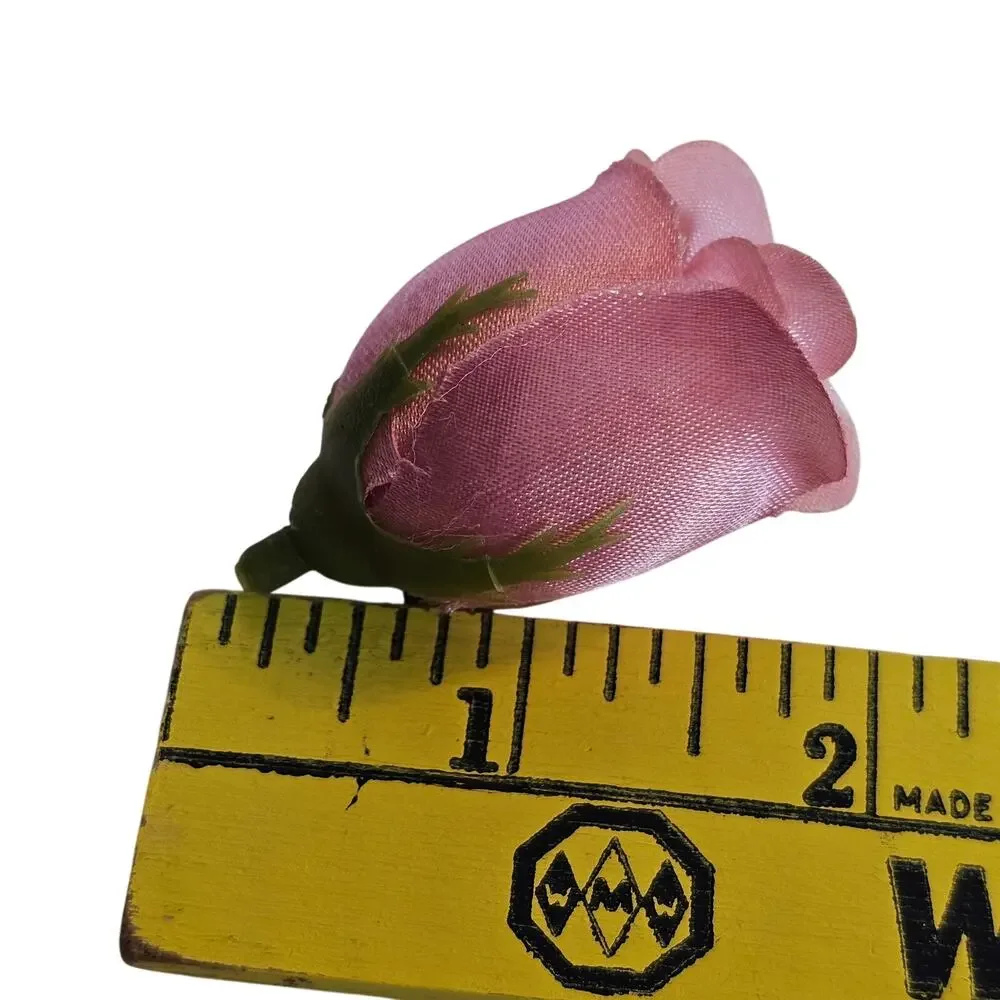 105 Pink Satin Rose Heads Lot Open Roses Buds Stemless Wedding Craft Flower